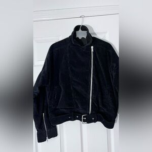 BDG Urban Outfitters Black Belted Zipper Asymmetrical Corduroy Biker Jacket M